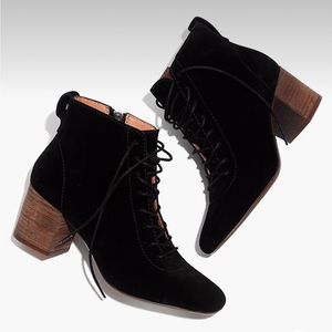 Madewell Emilia Lace Up Heeled Boots in Suede